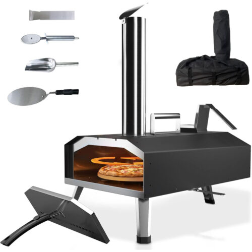 KitchenBoss 12" 500 °C Horno de Pizza 551 x 406 x 696 mm al Aire Libre de Madera Rotatorio