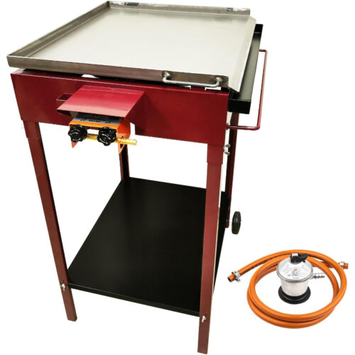 Ferjus Plancha Gas y Paellero Gas para Cocina Exterior – Plancha de Acero 57x80x90cm, Ideal para tus Reuniones al Aire Libre