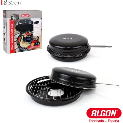 Algon Churrasquera de 30 cm – Barbacoa a Gas de Acero Inoxidable